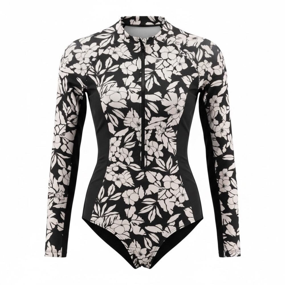 Coolibar UPF 50+ One Piece Swimsuit Medium Zip Front rashguard modest surfer